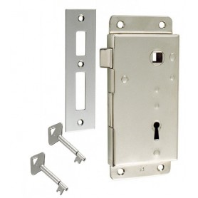 Rim lock left handed chromed brass 138x58x15mm