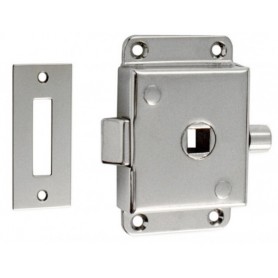 Rim lock door small chromed brass 72x46x15mm