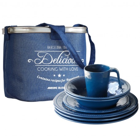 Pack Vajilla Melamina Harmony Blue 6 Pers. 24 Pzas