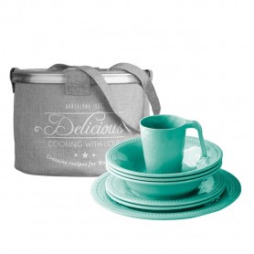 Pack Vajilla Melamina Harmony Acqua 4 Pers. 16 Pzas