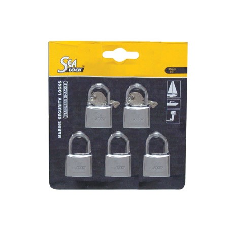 Sealock 5 Padlock Set 1Key 30mm