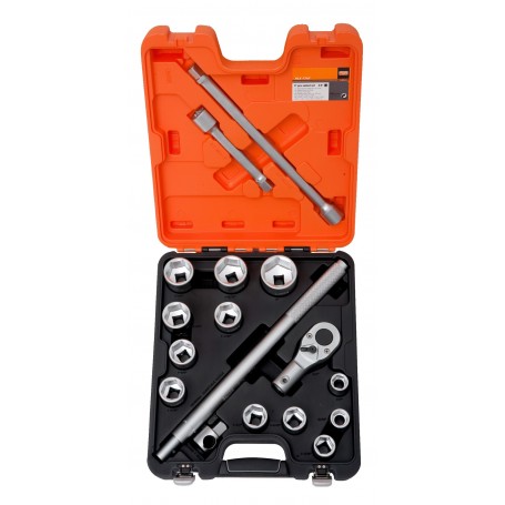 BAHCO 3/4" Drive Socket set with metric hex profile 17 Pcs