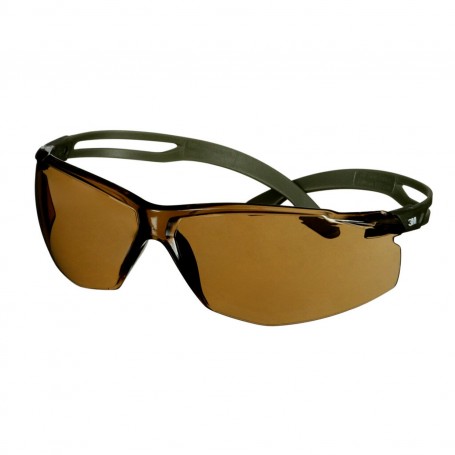 3M SecureFit 500 Gafas de seguridad, montura verde oscuro, lente marron