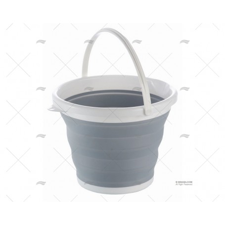 Folding bucket reinforced grey 10L