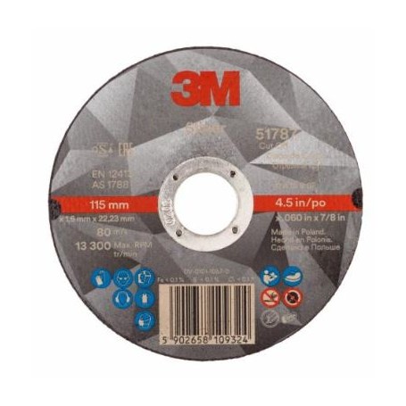3M Disco De Corte Silver Plano, T41, 115 Mm X 1.6 Mm X 22 Mm, 51787