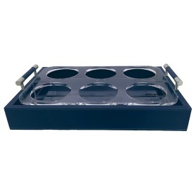 Bandeja Con Soporte Para Vasos Waves- Azul M