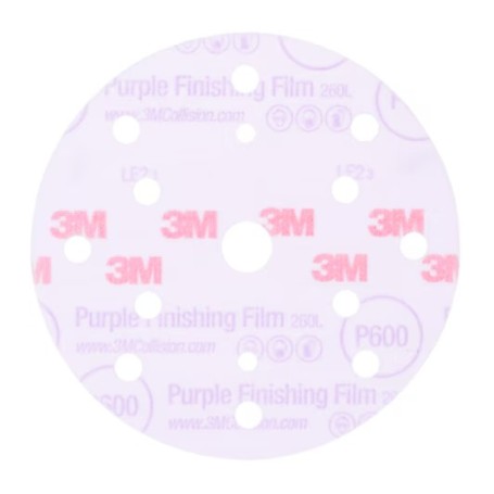 3M Hookit Finishing grinding disc with purple film backing 260L, 150 mm, 15 holes, P600, 51156