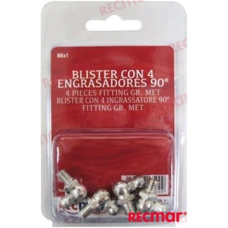 Kit de 4 engrasadores métricos de 6mm de 90º