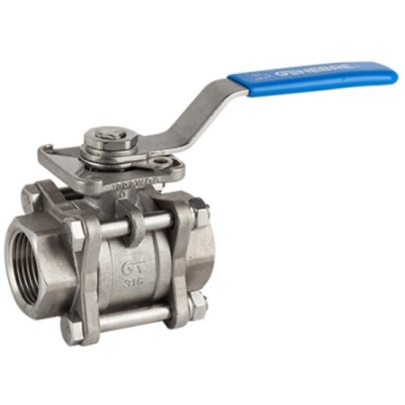 3-Piece Stainless Steel Ball Valve, 1/2"