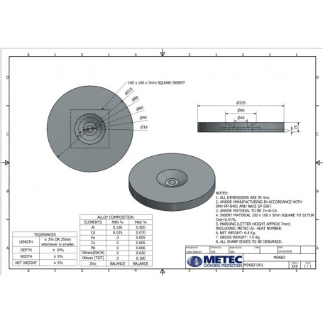 Anode disc md68z (zd55) 225x25mm - 7kg