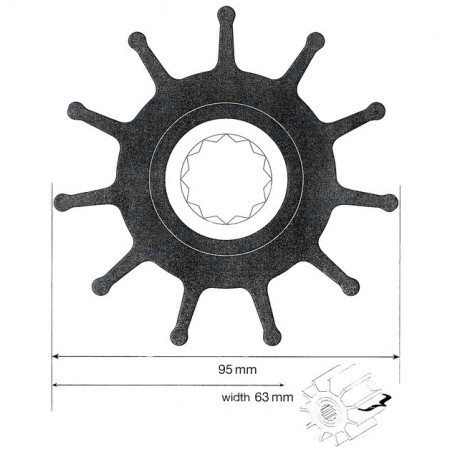 Johnson pump impeller neoprene f8 25x94x63 11p t7