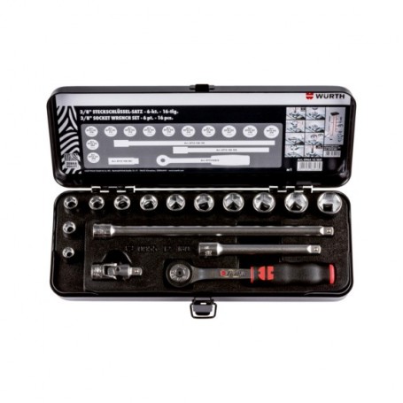 Wurth 3/8 Inch Socket Wrench Assortment 16 Pcs