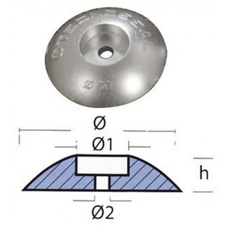 Anodo zinc timon  50mm 0,08kg Tecnoseal