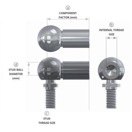 Alrose Stainless Steel Ball Joint End Fitting M8 for Gas Spring